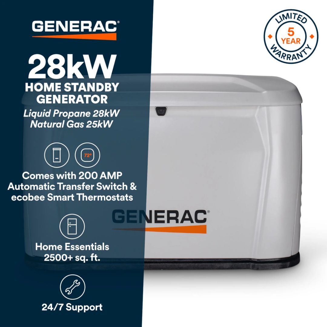 7329 | Generac Next Gen 28 kW - Generador de Respaldo Residencial con Transfer Switch Automático SE Rated de 200 A - Imagen 4
