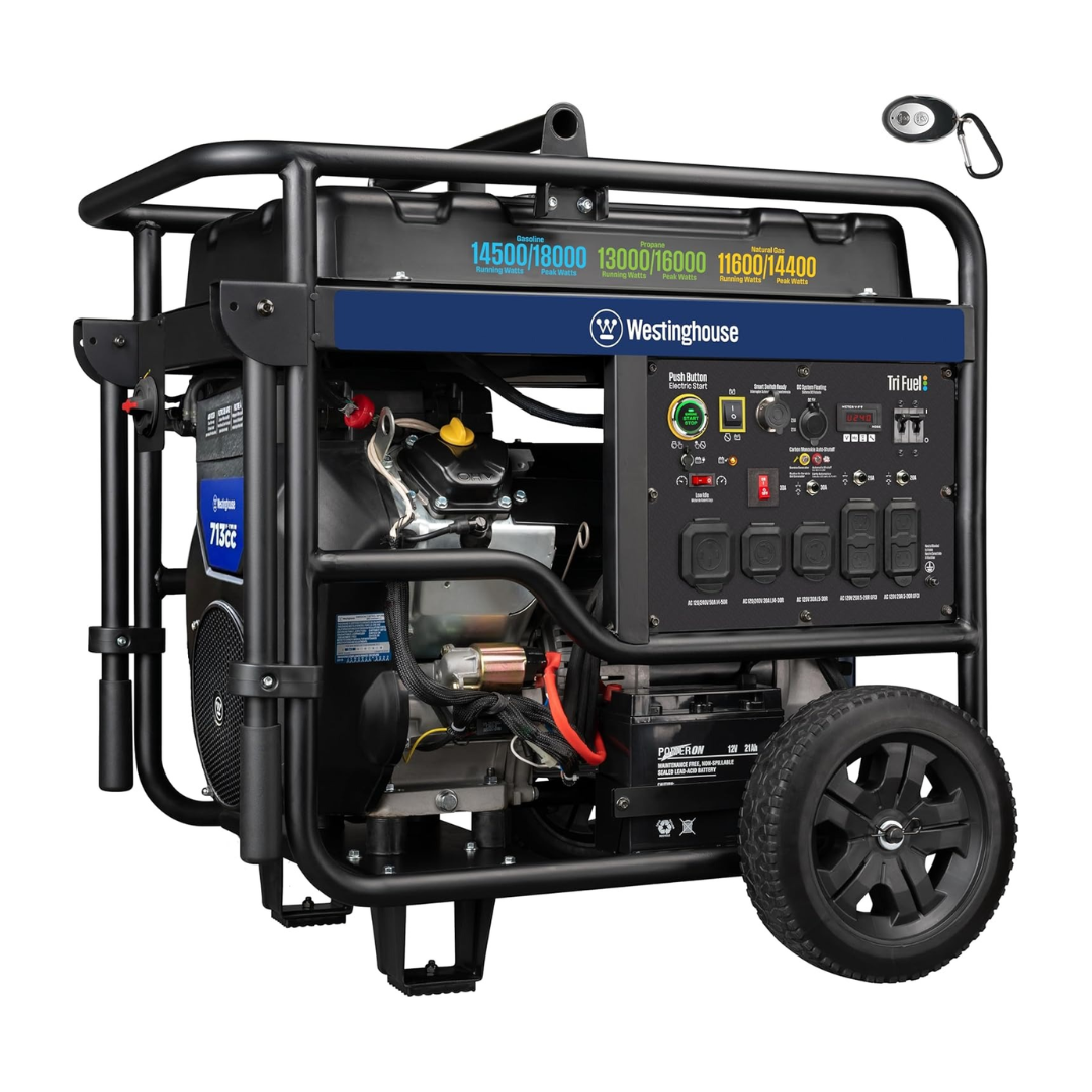 WGen18000TFc | Westinghouse 18,000 W - Generador Portátil Tri-Fuel con Arranque Eléctrico Remoto