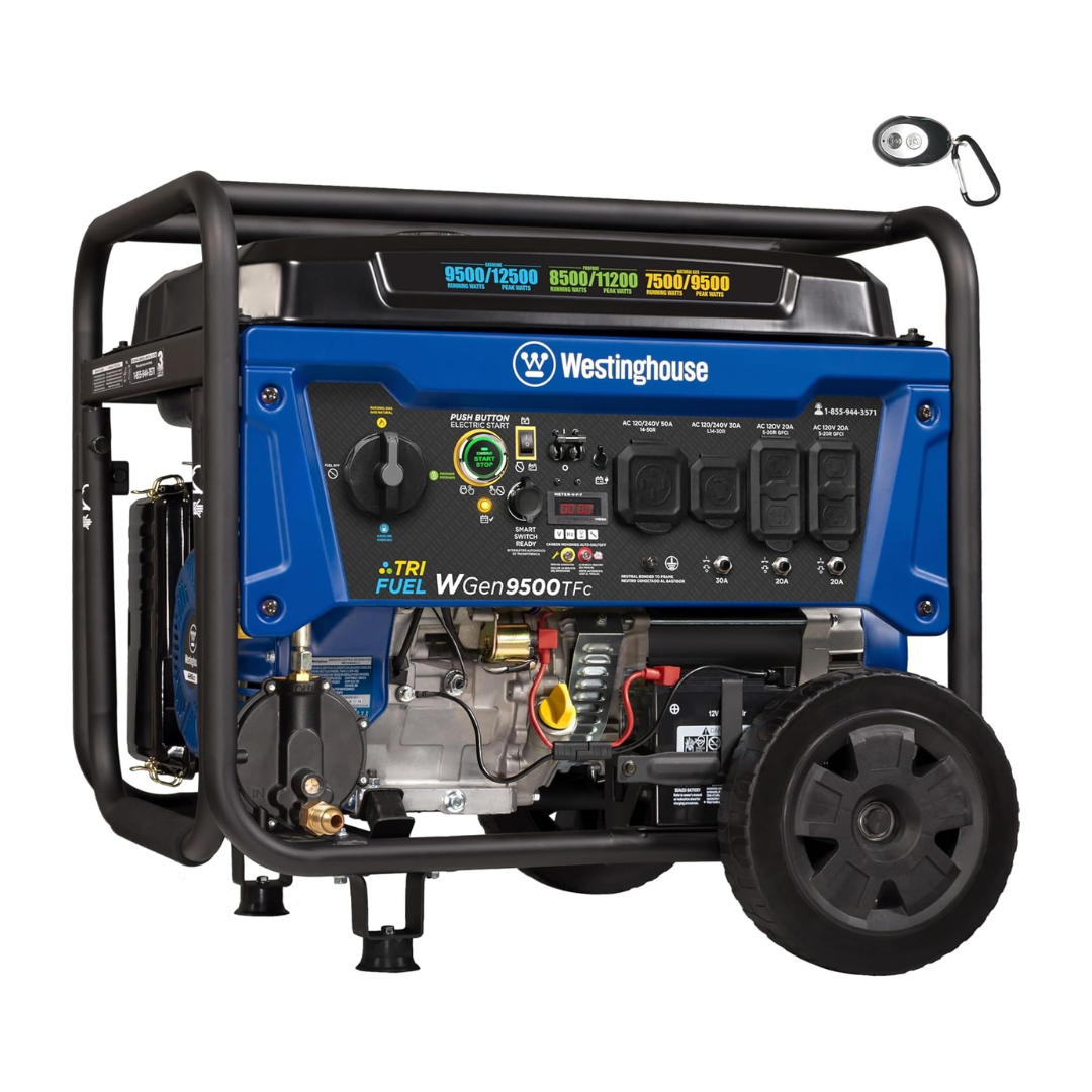 WGen12500TFc | Westinghouse 12,500 W - Generador Portátil Tri-Fuel con Arranque Eléctrico Remoto