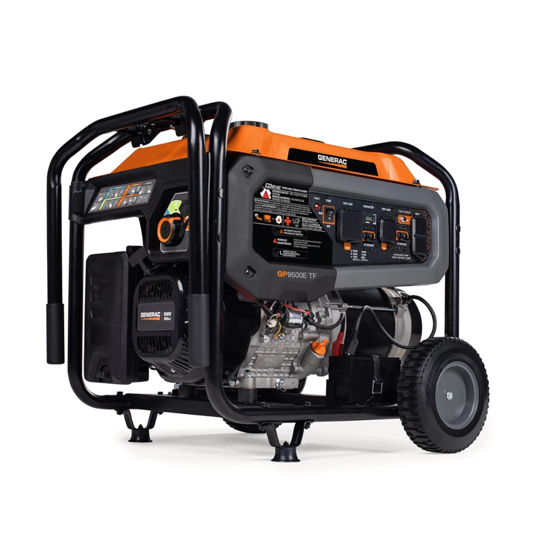 8061 | Generac GP9500ETF de 9,500 W - Generador Portátil Tri-Fuel con Apagado Automático por Monóxido de Carbono COSense
