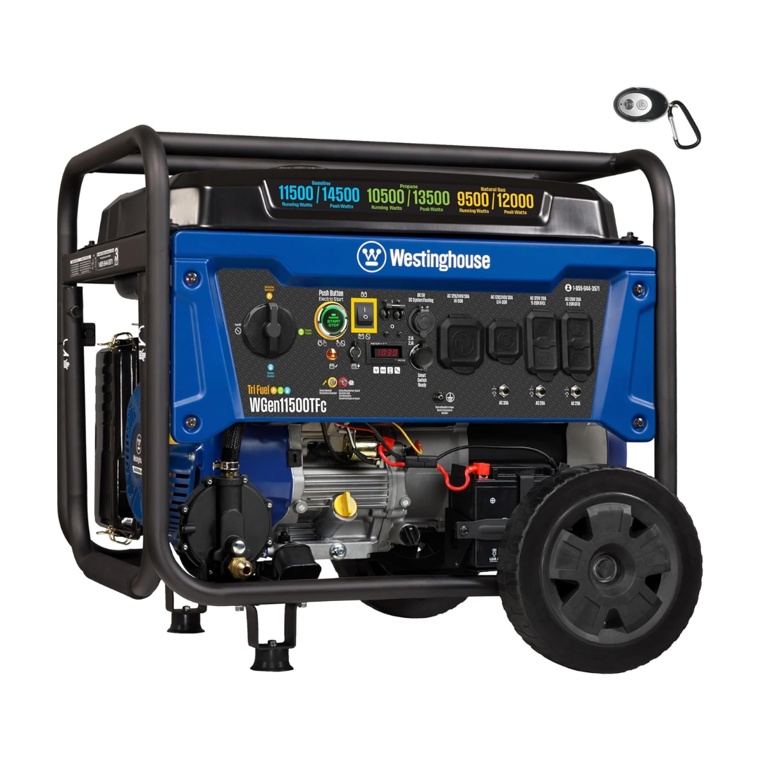 WGen14500TFc | Westinghouse 14,500 W - Generador Portátil Tri-Fuel con Arranque Eléctrico Remoto
